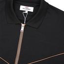 BEN SHERMAN Mod Tricot Polo Collar Track Top BLACK