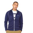 BEN SHERMAN Retro Mod 70s Tricot Track Top in Navy