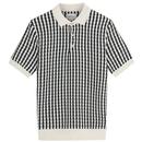 Ben Sherman All Over Twisted Texture Polo Shirt in Ivory and Black 0077604 015