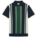 Ben Sherman Mod Vertical Stripe Knitted Polo Shirt in Dark Navy 0075856 025