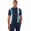 Ben Sherman 60s Mod Vertical Stripe Knitted Polo Shirt in Dark Navy