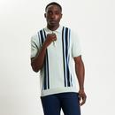 Ben Sherman Vertical Stripe Knitted Polo Shirt LG