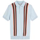 Ben Sherman Vertical Stripe Knitted Polo in Ice Blue 1012378 973 