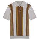 Ben Sherman Vertical Stripe Knitted Polo Shirt in Ivory 0075856 015
