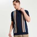 Ben Sherman Vertical Stripe Knitted Polo Shirt DN