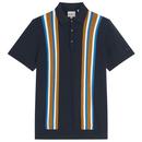 Ben Sherman Mod 60s Vertical Stripe Knit Polo in Dark Navy 1012378 025 