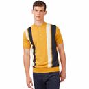 Ben Sherman 1960s Mod Vertical Stripe Knitted Polo Shirt in Sunflower