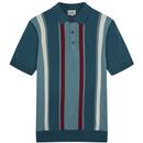 Ben Sherman Vertical Stripe Knitted Polo Shirt in Teal 0075856 140