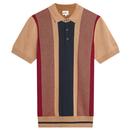 Ben Sherman 60s Mod Vertical Stripe Knitted Polo Shirt in Stone 0073992 040