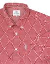BEN SHERMAN 60s Mod Warped Stripe Op Art Shirt RED