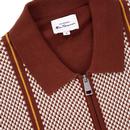 BEN SHERMAN Mod Jacqaurd Knit Zip Through Polo C