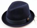 Ben Sherman Retro Mod Wool Felt Trilby Hat (Navy)