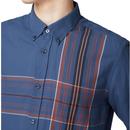 BEN SHERMAN Retro Mod Placed Stripe Plaid Shirt DB