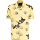 ben sherman mens bird print short sleeve resort shirt lemon yellow