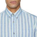 BEN SHERMAN 60s Mod Linen Jagger Stripe Shirt (LG)