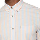 BEN SHERMAN Mod Linen Jagger Stripe Shirt (Peach)