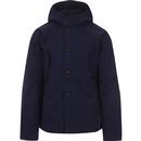 ben sherman mens cotton button front hooded workwear short jacket twilight denim blue