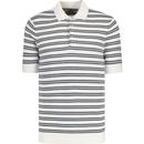 ben sherman mens mod jacquard stripe knitted polo tshirt white black