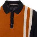 BEN SHERMAN 60s Mod Stripe Panel Knit Polo Top (N)