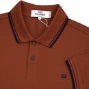 BEN SHERMAN Romford Mod Tipped Polo Shirt RUST