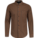 ben sherman mens mod signature house check long sleeve shirt orange navy