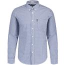 ben sherman mens signature gingham button down long sleeve shirt dark blue