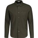 ben sherman mens 60s mod button down long sleeve signature oxford shirt dark camouflage green