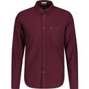 ben sherman mens 60s mod button down long sleeve signature oxford shirt dark wine red