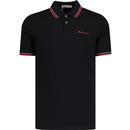 ben sherman mens mod tipped signature pique polo tshirt black