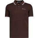 ben sherman mens mod tipped signature pique polo tshirt dark brown