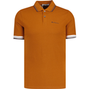 ben sherman mens mod tipped signature pique polo tshirt dark orange