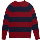 baracuta mens shetland stripe crew neck wool blend jumper red navy