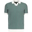 ben sherman mens mod jacquard vertical wave v neck polo tshirt snow white green