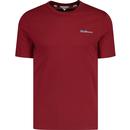 ben sherman mens plain colour classic crew neck signature tshirt dark red