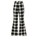 Bright and Beautiful Donna Retro 70s Gingham Check Women's Flares in Black/White