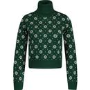 bright and beautiful womens dylan retro fair isle rollneck jumper green