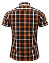 BRUTUS TRIMFIT Mod Check Short Sleeve Shirt ORANGE