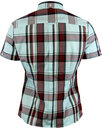 BRUTUS TRIMFIT Womens Claret & Sky Tartan Shirt