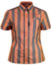BRUTUS TRIMFIT Womens Mod Bold Stripe Shirt ORANGE