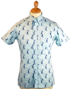 BRUTUS Blue Golfer Retro 60s Mod Roll Collar Shirt