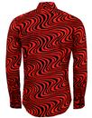 Heatwave CHENASKI Retro 70s Op Art Wave Shirt RED