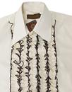 CHENASKI Ruche Frill Retro 1970s Tuxedo Shirt (C)