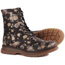 Annetta Womens Retro 60s Floral Boots (Black)
