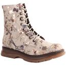 Anetta Women's Retro 60s Floral Boots in Light Grey