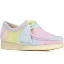 clarks originals womens rainbow gradient wallabee shoes blue pink yellow