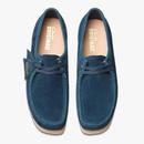 Wallabee Clarks Originals Navy/Teal Suede Shoes