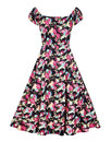 Dolores COLLECTIF 50s Peony Floral Dress in Black