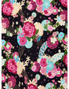 Dolores COLLECTIF 50s Peony Floral Dress in Black