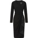 Collectif Womenswear Anika Draped Pencil Dress in Black
