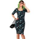 Amber COLLECTIF Midnight Butterfly Pencil Dress